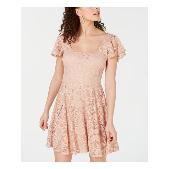 B DARLIN Womens Short Sleeve V Neck Short Shift Dress - Picture 1 of 4